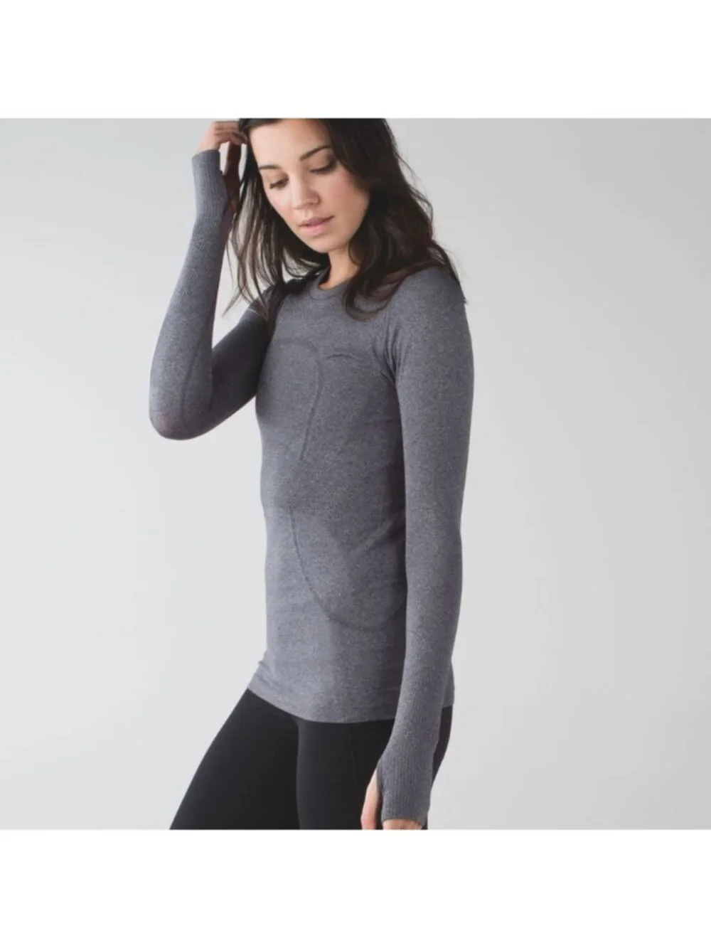 Lululemon Swiftly Tech Long Sleeve Heathered Black